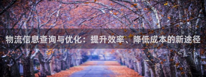 超凡国际黑钱：物流信息查询与优化：提